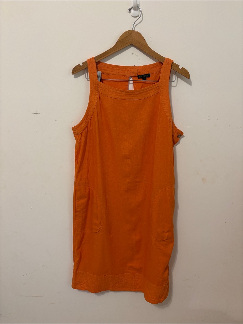 Bright Orange Linen Blend Shift Dress